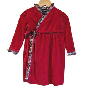 SUPER CUTE! Ralph Lauren Toddler Velour Holiday Dress Red 18 Months